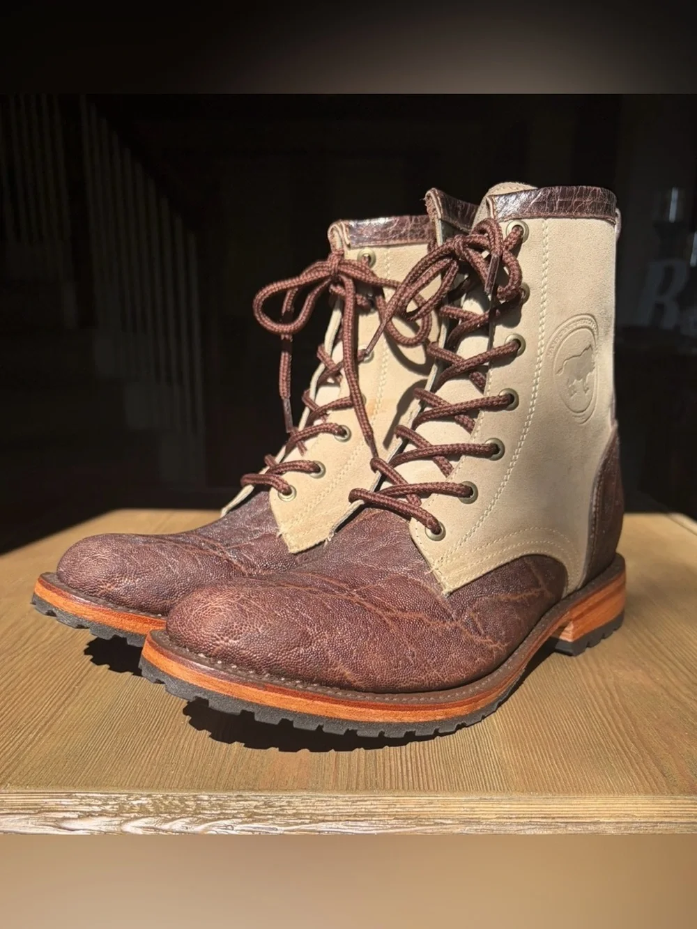 GRAIL Safari Elephant Leather Packer Boots Mens 8 Fits Womens 10 Unworn